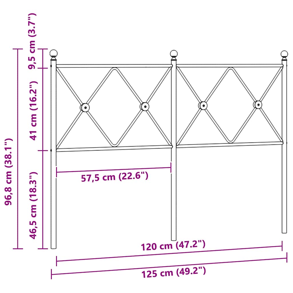 Ersatz-Kopfteil Metall Schwarz 75 cm