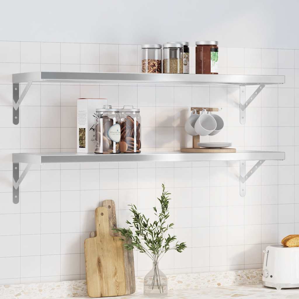 Wandregale 2 Stk. 100x40 cm Silbern Edelstahl