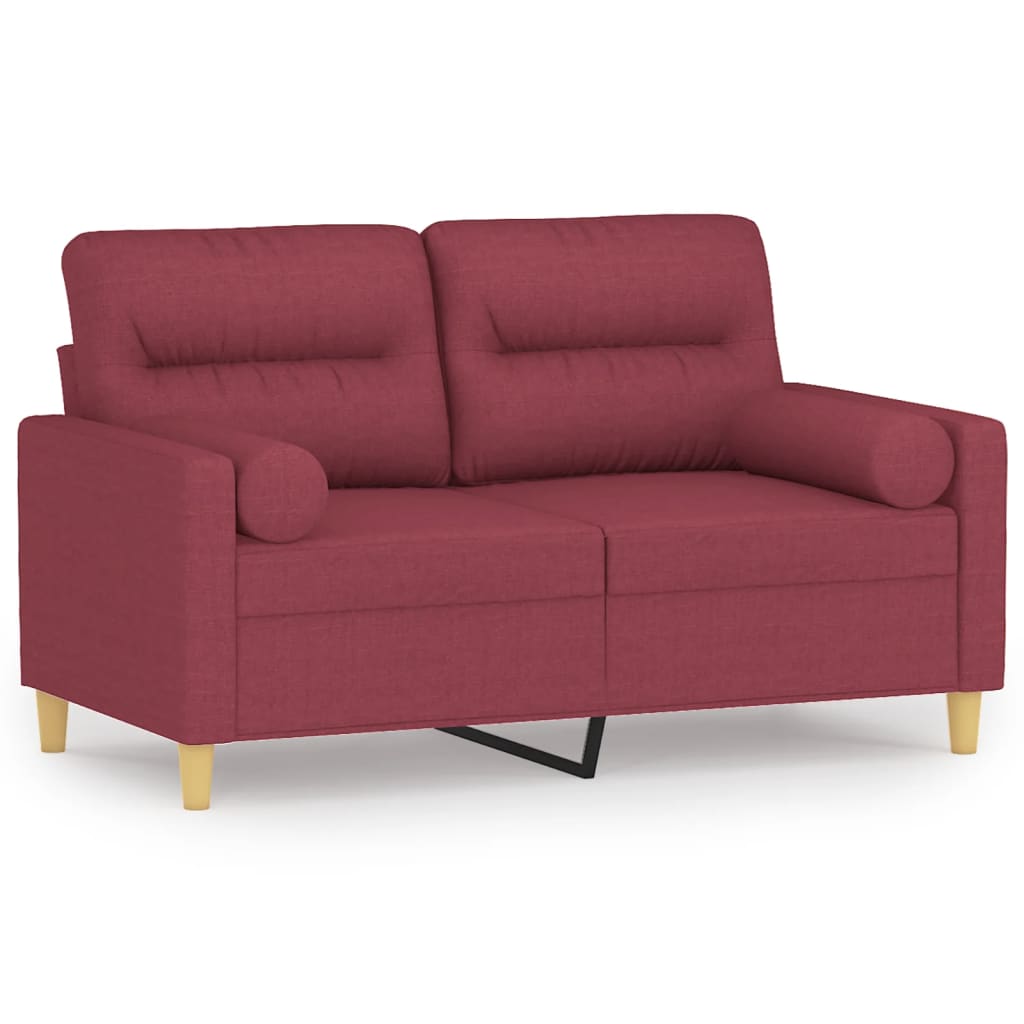 2-Sitzer-Sofa mit Zierkissen Braun 120 cm Stoff