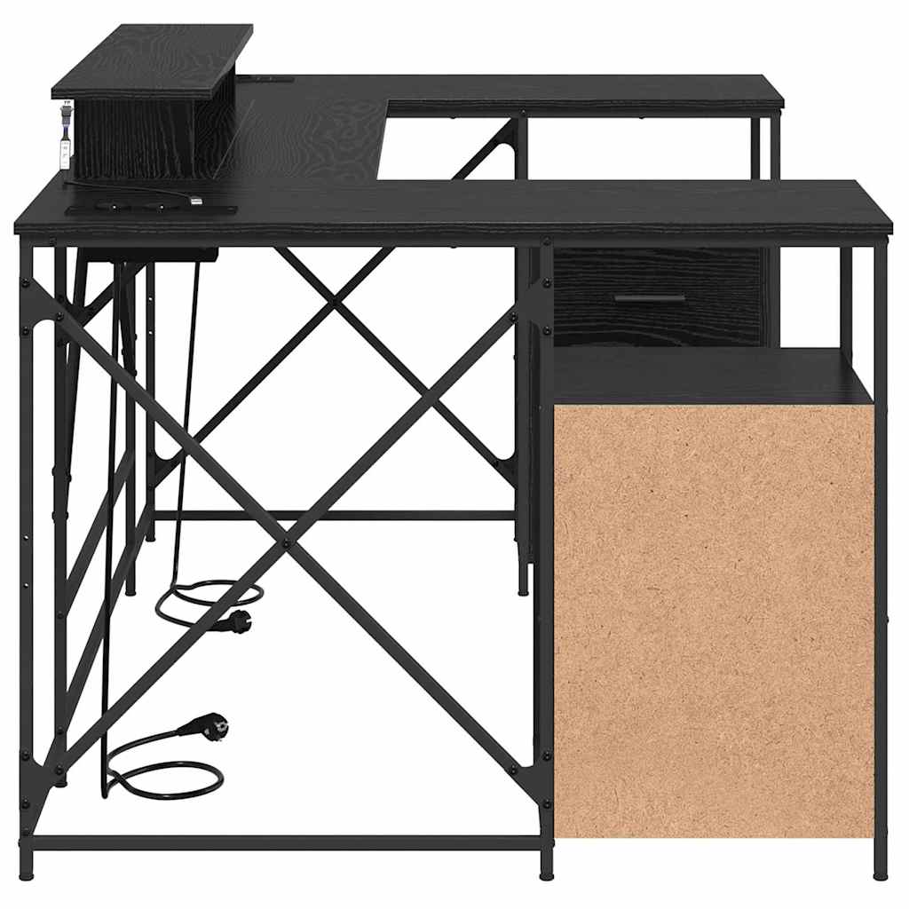 Schreibtisch mit Regal Schwarz Eichen-Optik 182 x 101 x 87,5 cm