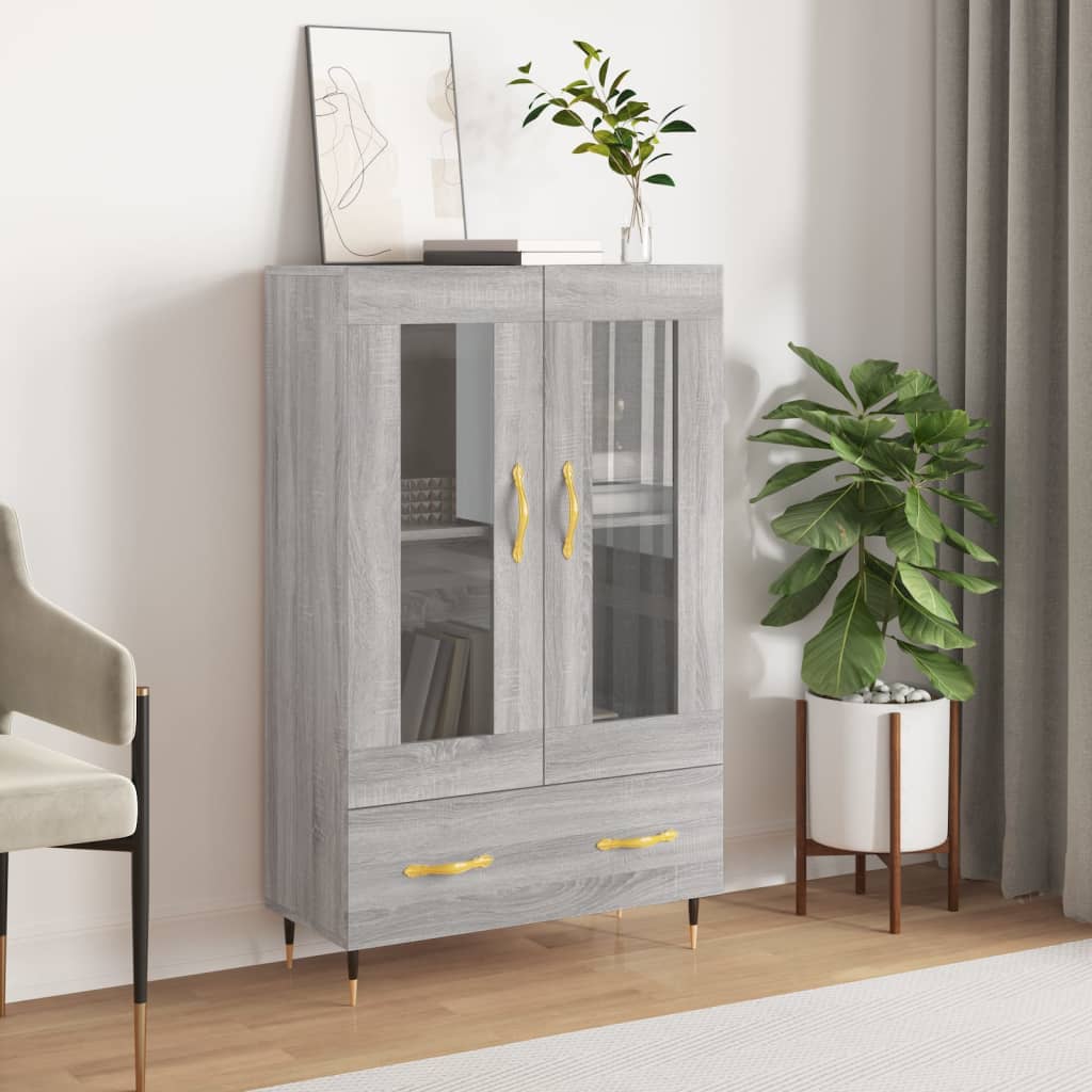 Highboard Betongrau 69,5x31x115 cm Holzwerkstoff
