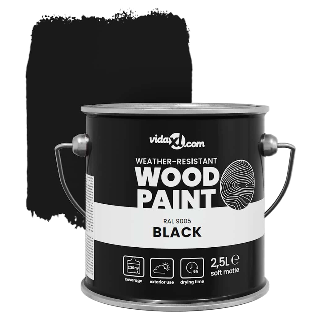 Holzfarbe Schwarz 2,5 L Wanddruck