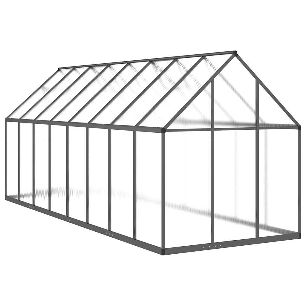 Gewächshaus mit Fundamentrahmen Silber 334x169x202cm Aluminimum