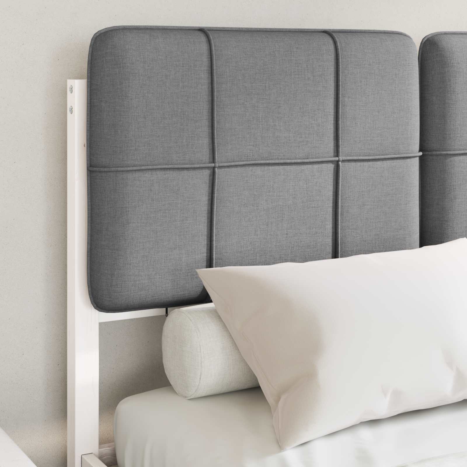 Bettgestell mit gepolstertem Kopfteil Hellgrau 200 x 200 cm