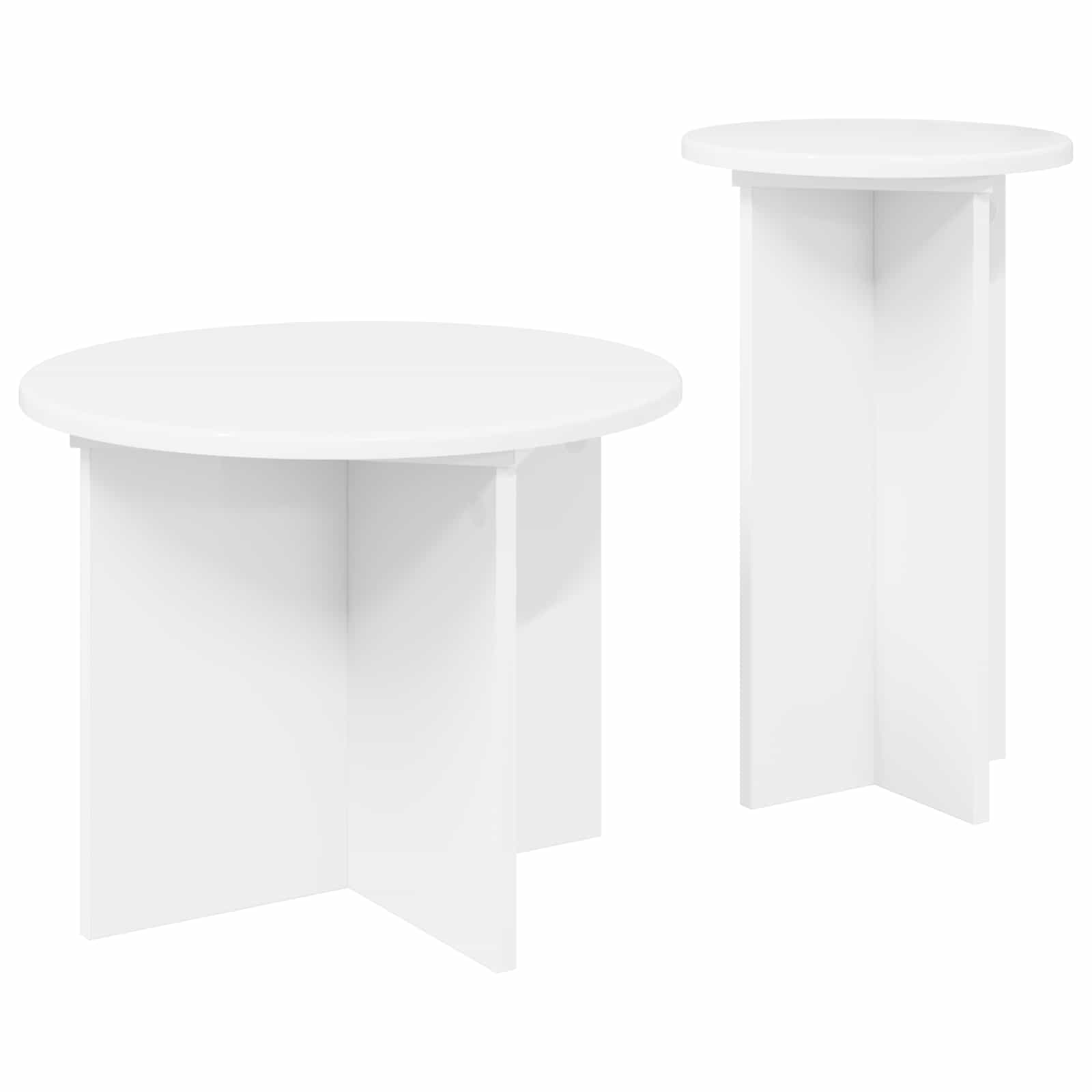 Beistelltisch-Set mit Speicher 2 pcs Weiß Holzwerkstoff