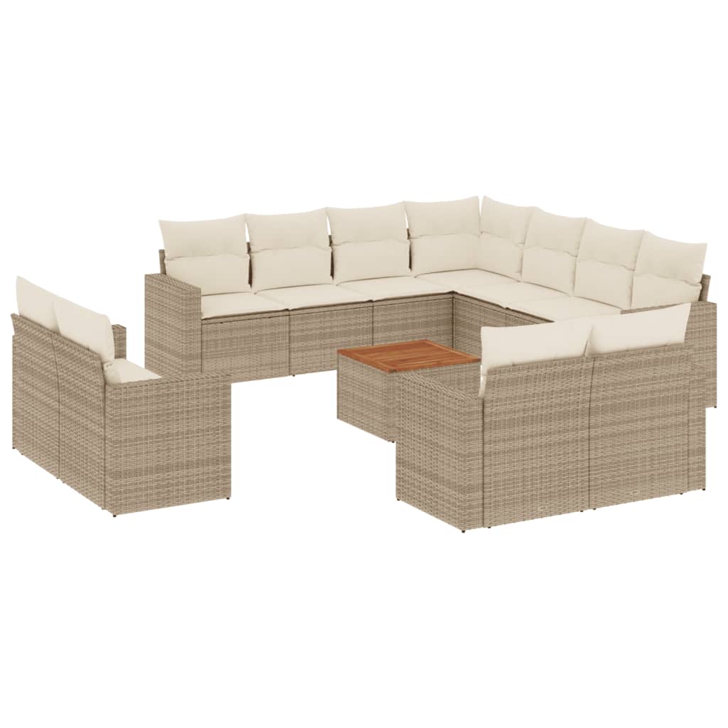 12-tlg. Garten-Sofagarnitur mit Kissen Schwarz Poly Rattan