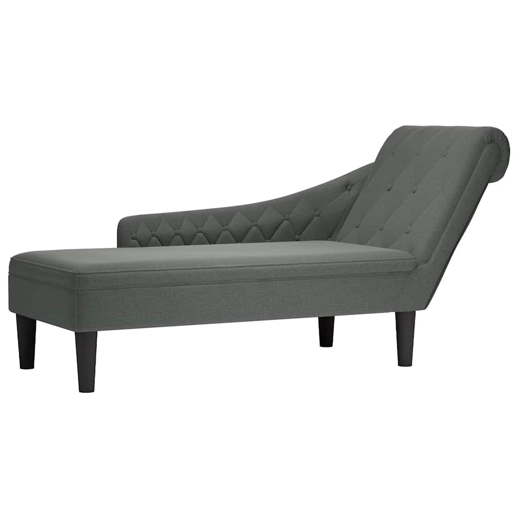 Chaiselongue mit Kissen und Rechter Armlehne Schwarz Stoff