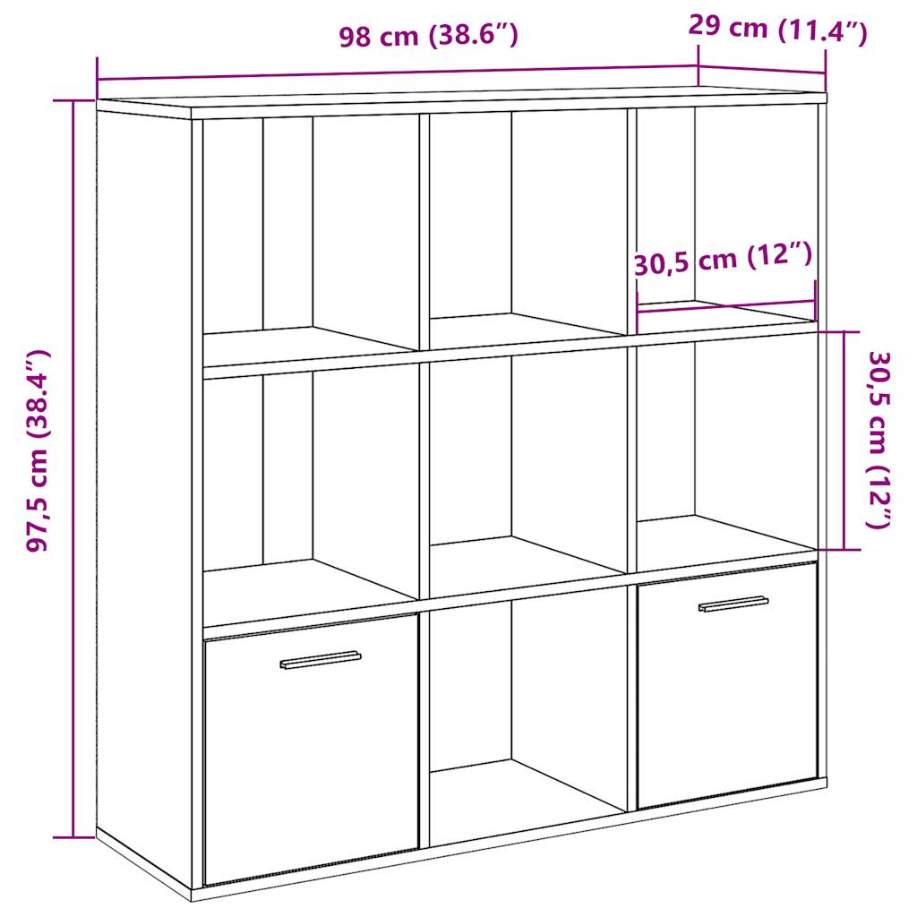 Bücherregal Weiß 98x30x98 cm Holzwerkstoff