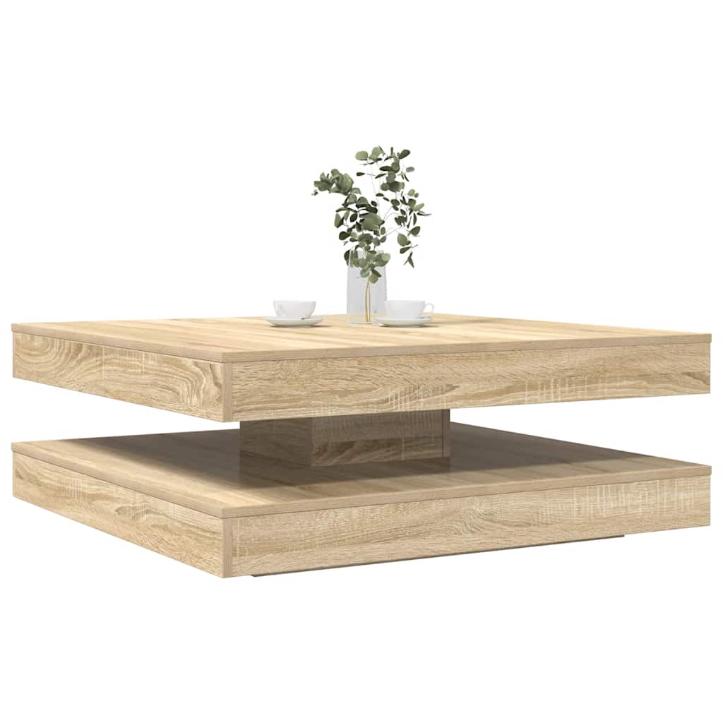Couchtisch 360-Grad Drehbar Weiß 90x90x34,5 cm