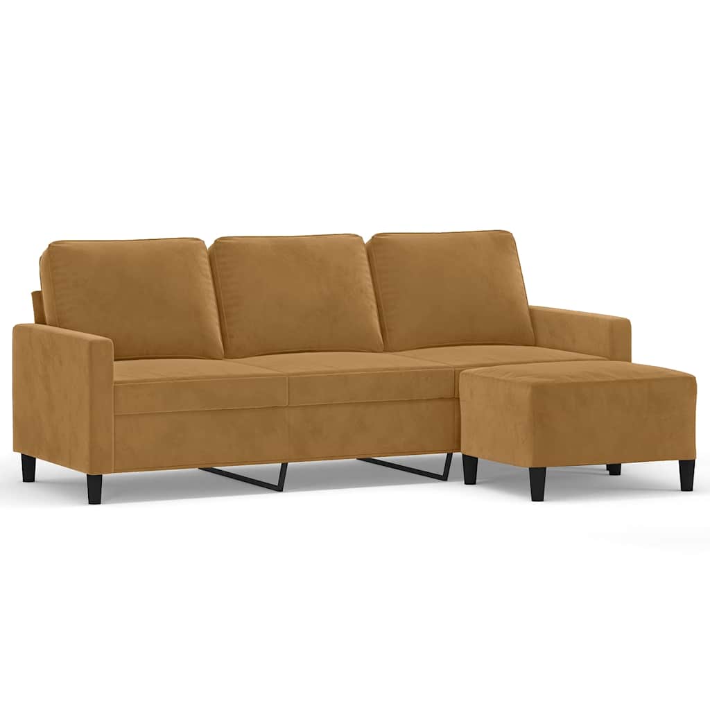 3-Sitzer-Sofa mit Hocker Rosa 180 cm Samt