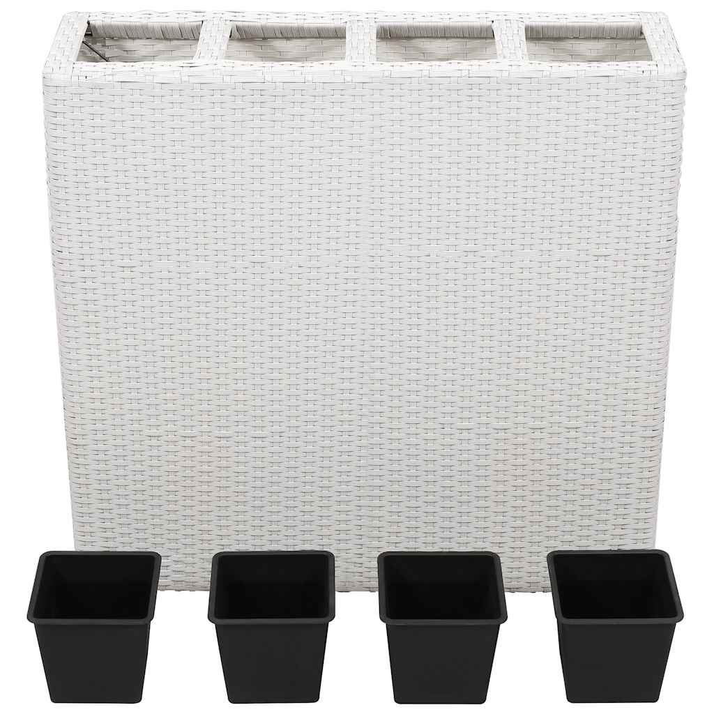 Garten-Hochbeet mit 4 Töpfen 2 Stk. Poly Rattan Grau