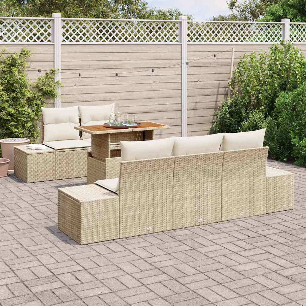 Garten Essgruppe mit Kissen 6 pcs Schwarz und Creme