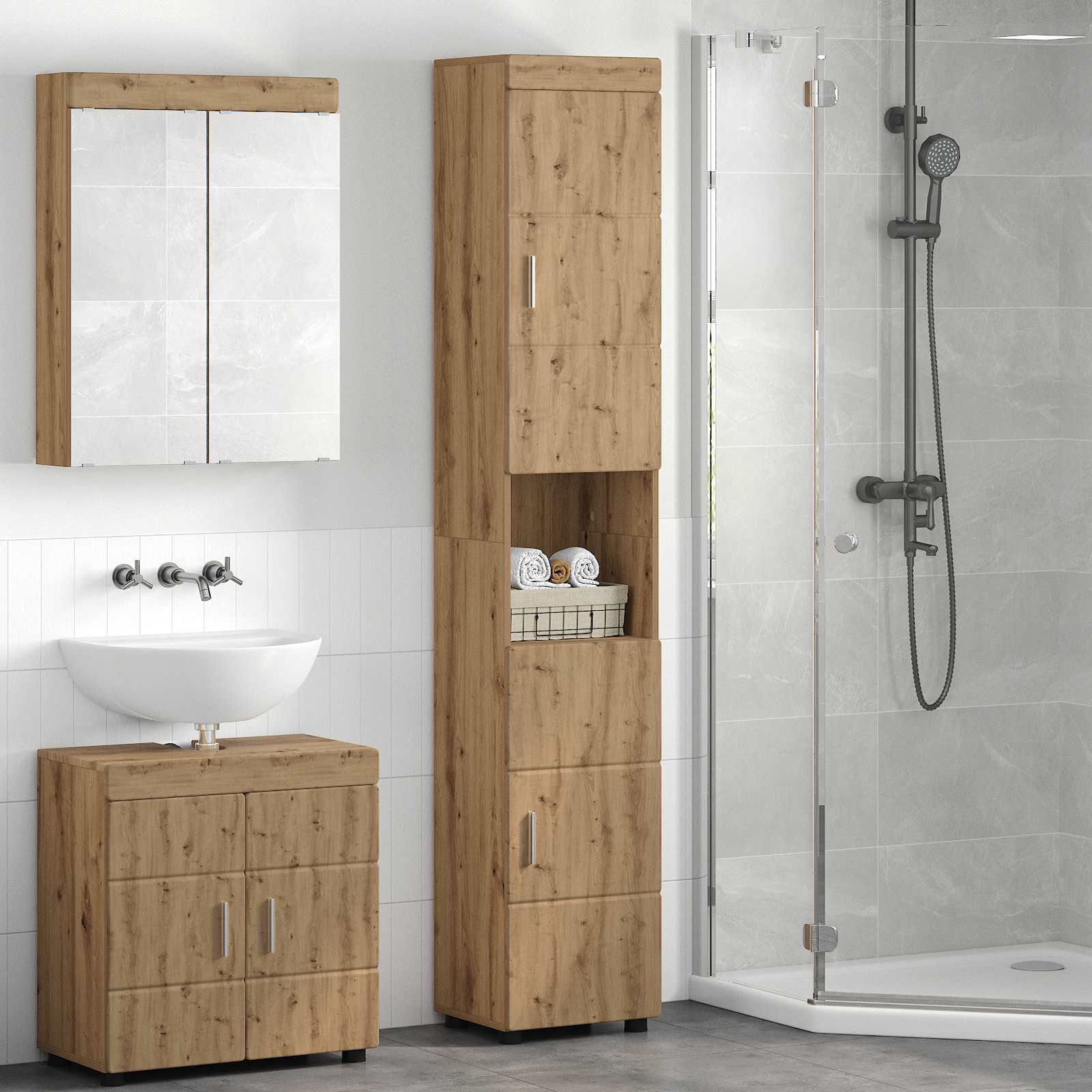Badezimmermöbel-Set TULUM 2 pcs Weiß 60 x 34 x 63 cm