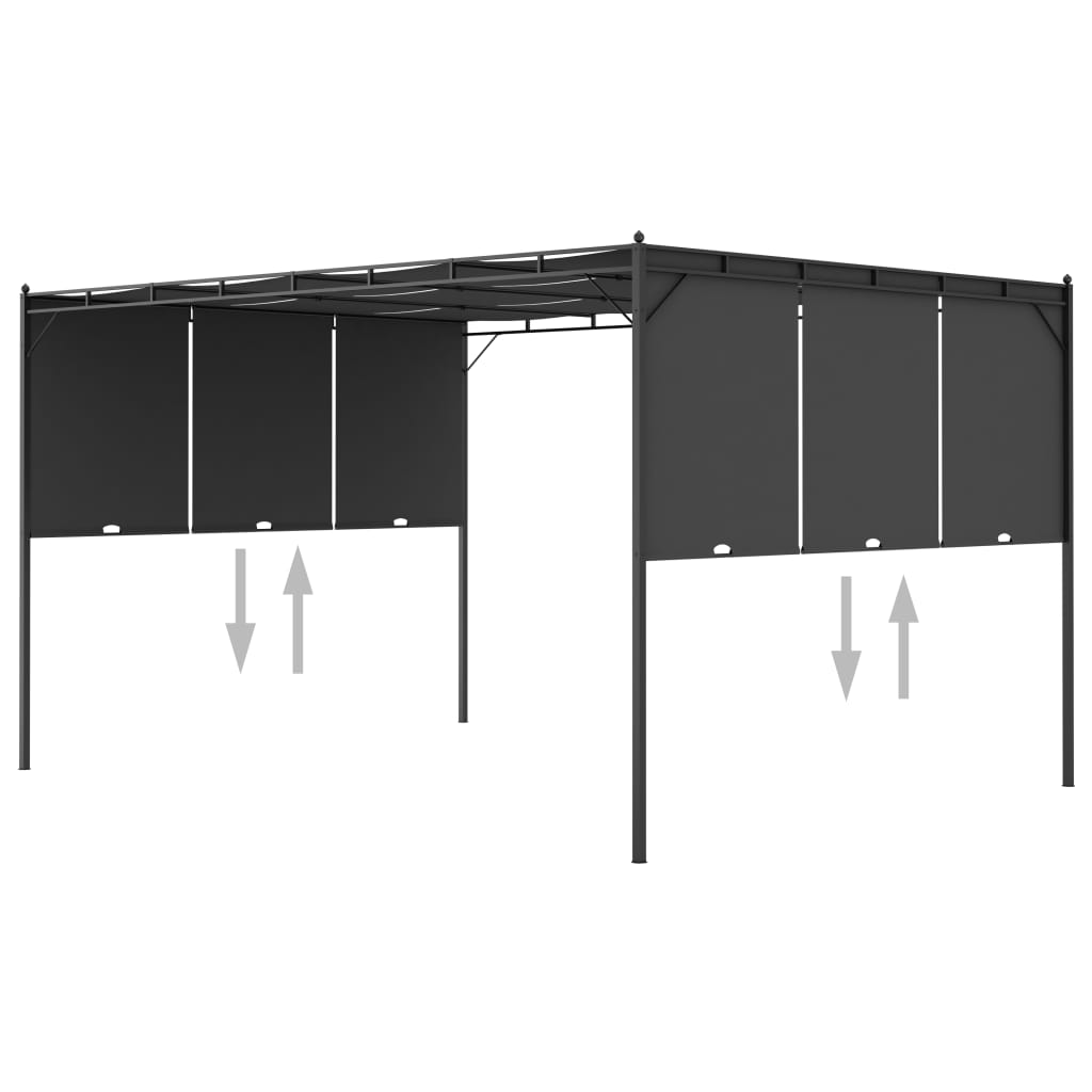 Pavillon 4 x 3 x 2,3 m Grün Polyester und Stahl