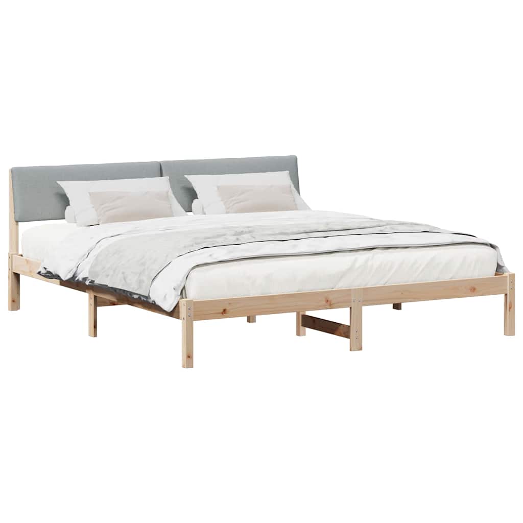 Bettgestell Braun und hellgrau 200 x 200 cm Massivholz Kiefer