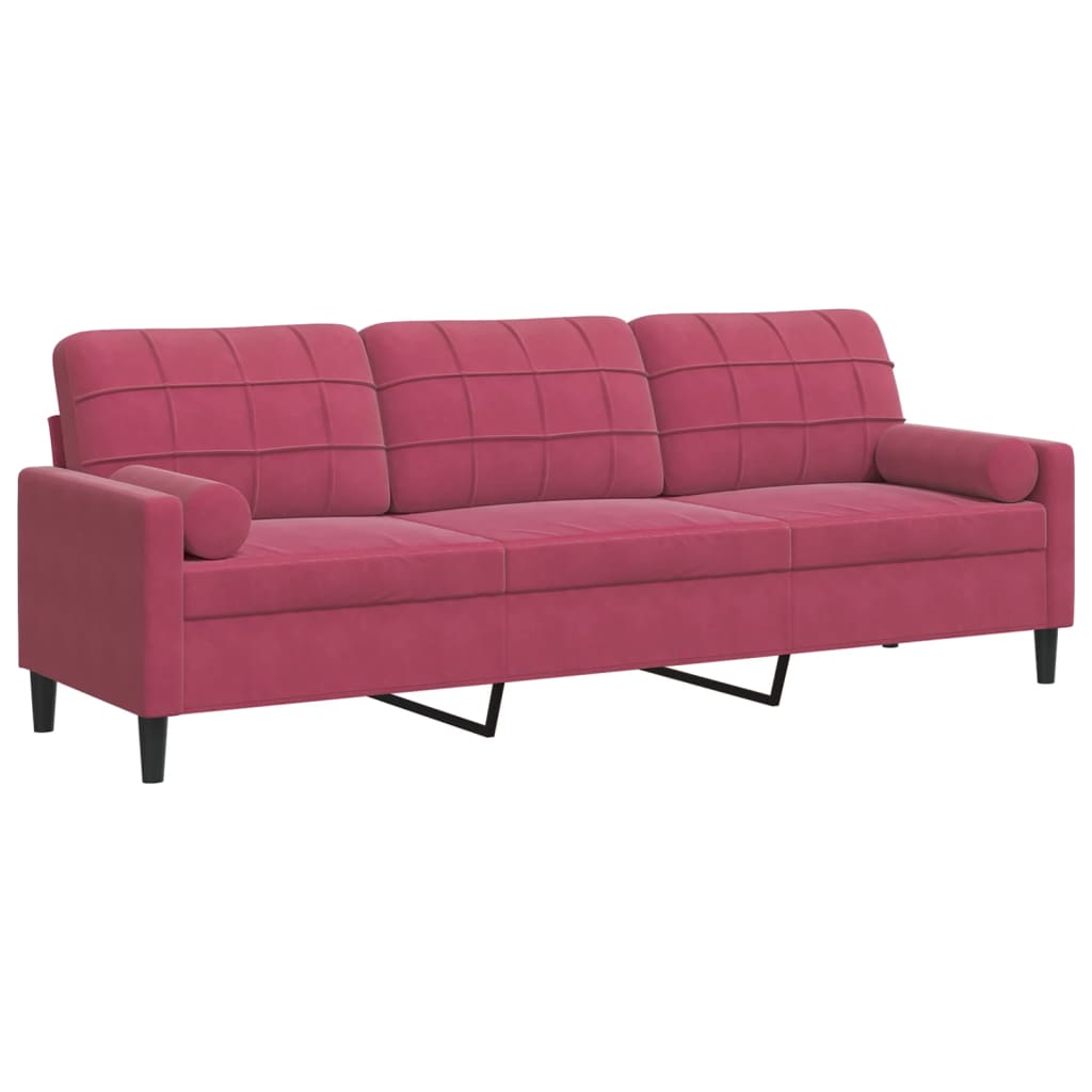 2-Sitzer-Sofa mit Zierkissen Hellgrau 120 cm Samt