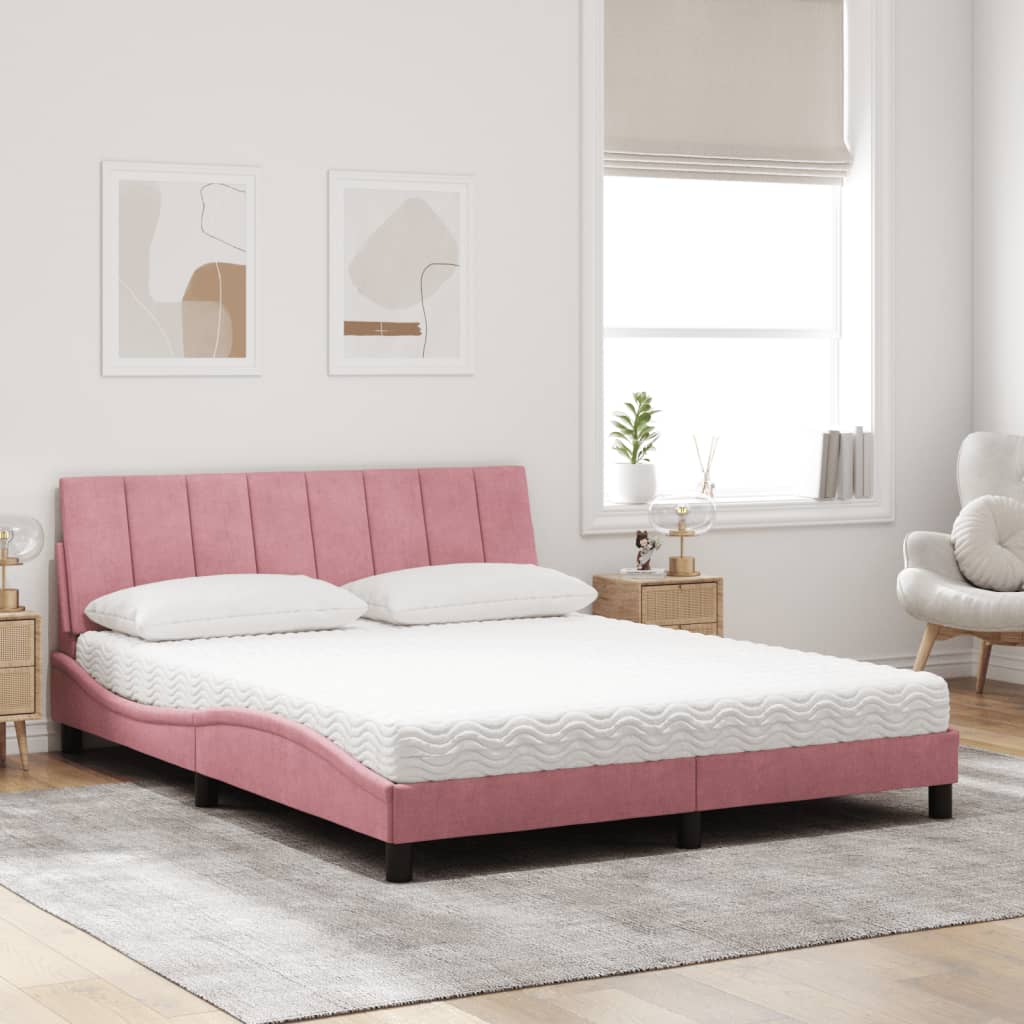 Bett mit Matratze "Hanko" Hellgrau 80x200 cm Samt