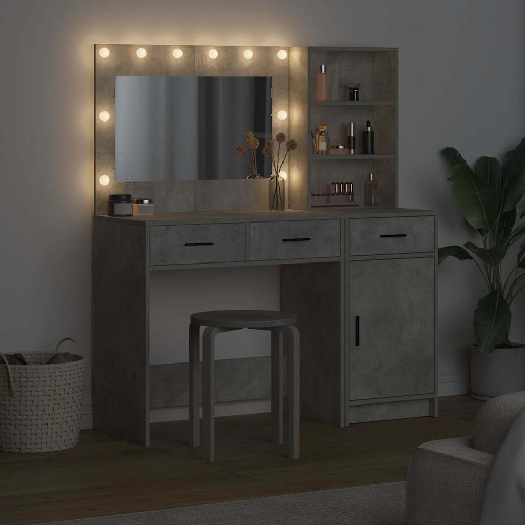 Schminktisch mit Spiegelbeleuchtung 2 pcs Weiß Holzwerkstoff