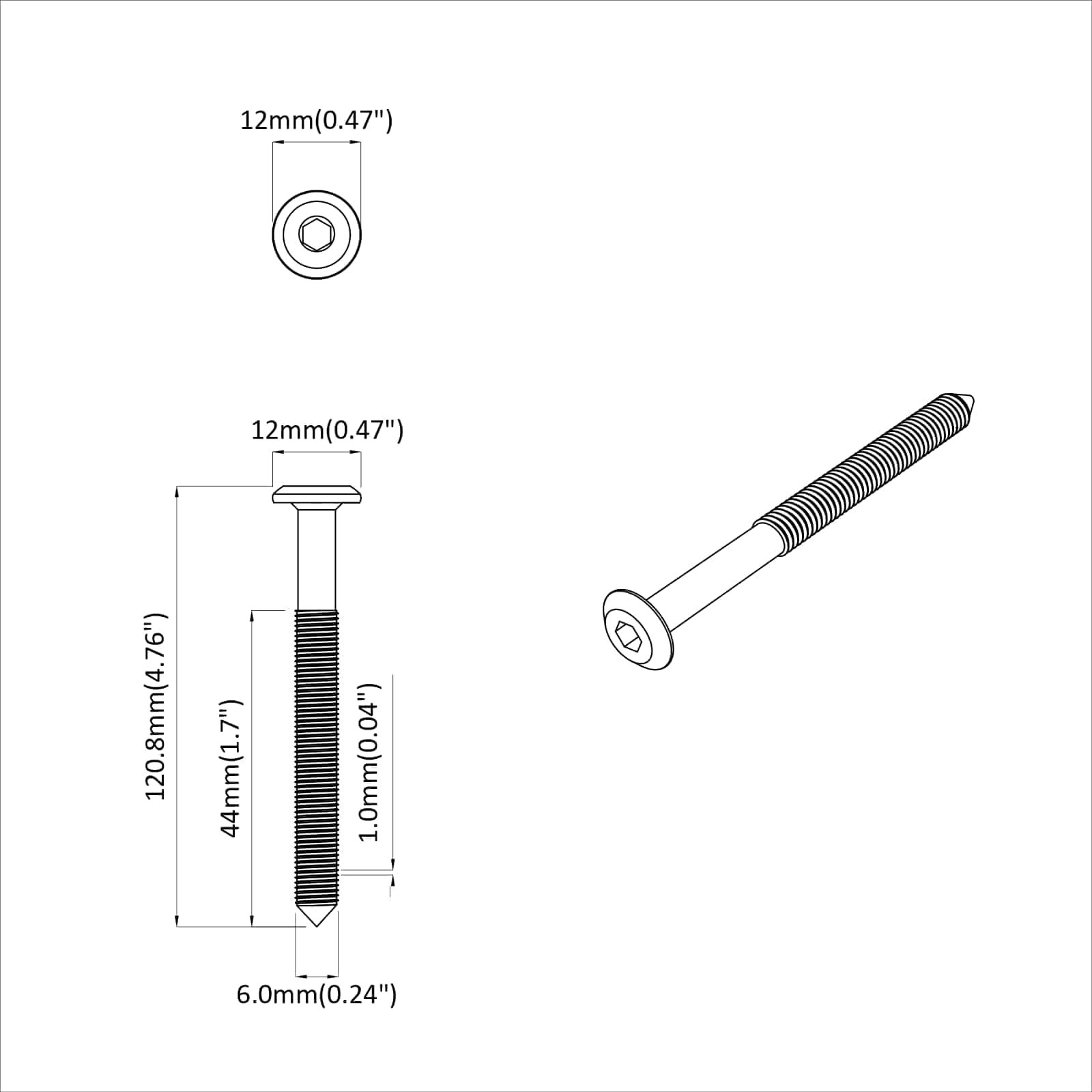 Schraube 2 pcs Silber M6 x 50 mm Stahl