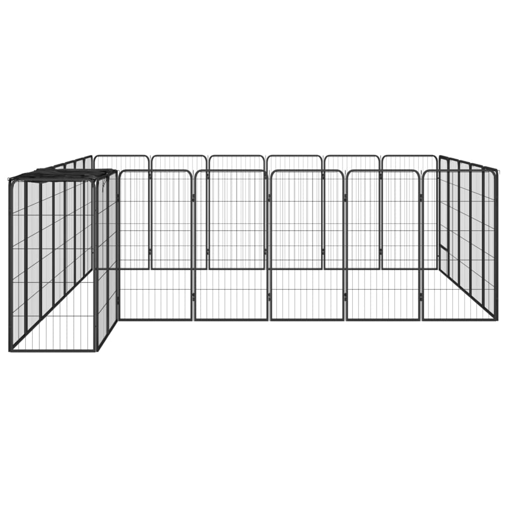 6-tlg. Hundelaufstall Schwarz 50x100cm Stahl Pulverbeschichtung