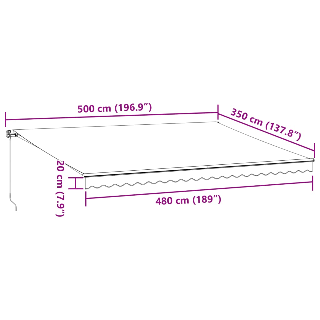 Markise Manuell Einziehbar mit LED 300x250 cm Blau und Weiß