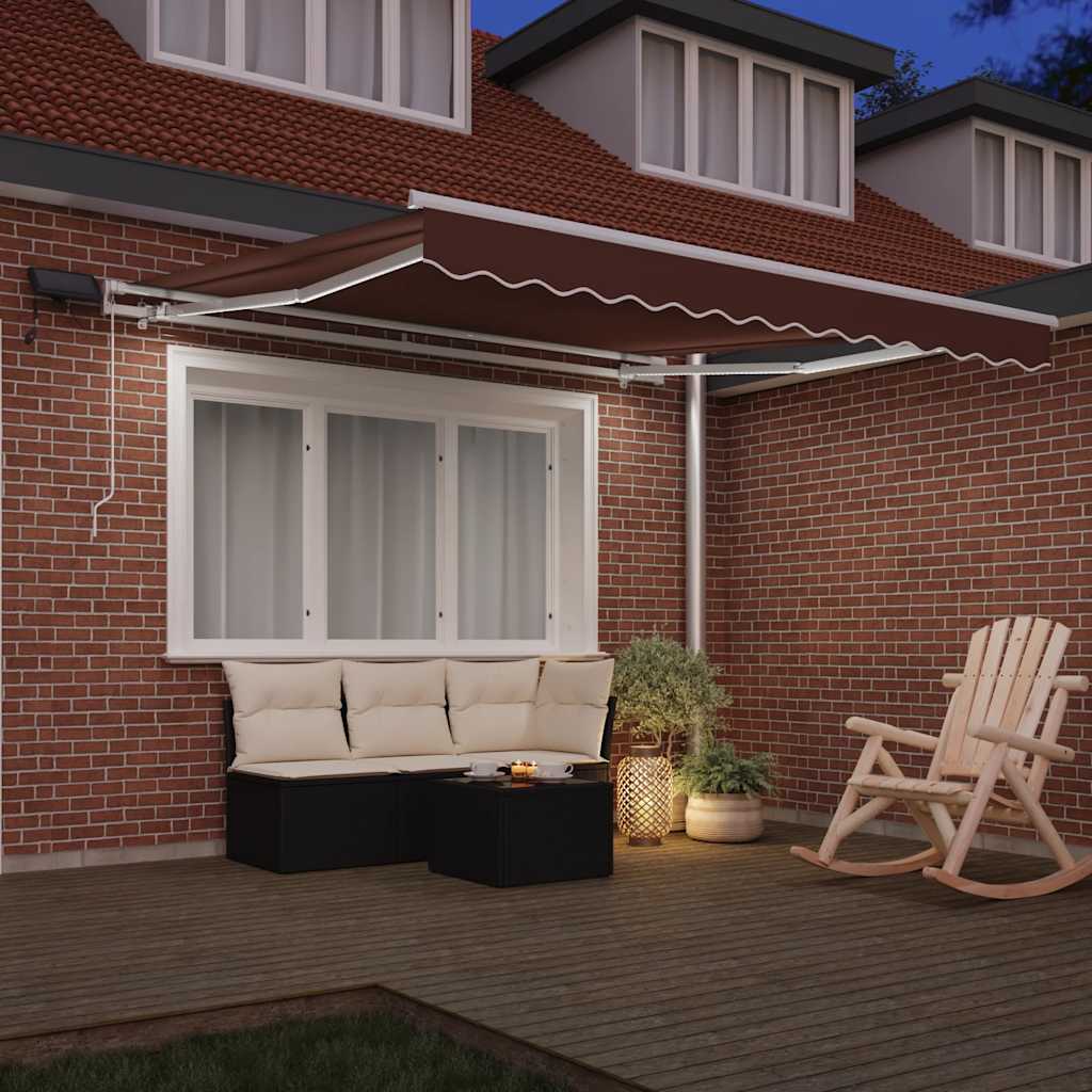 Markise Manuell Einziehbar mit LED 300x250 cm Blau und Weiß