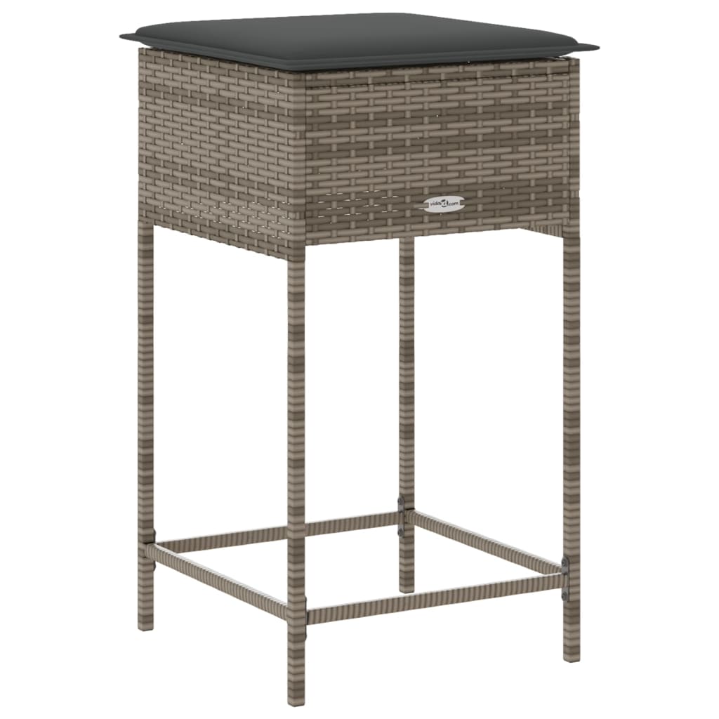 Garten-Barhocker mit Kissen 2 Stk. Schwarz Poly Rattan
