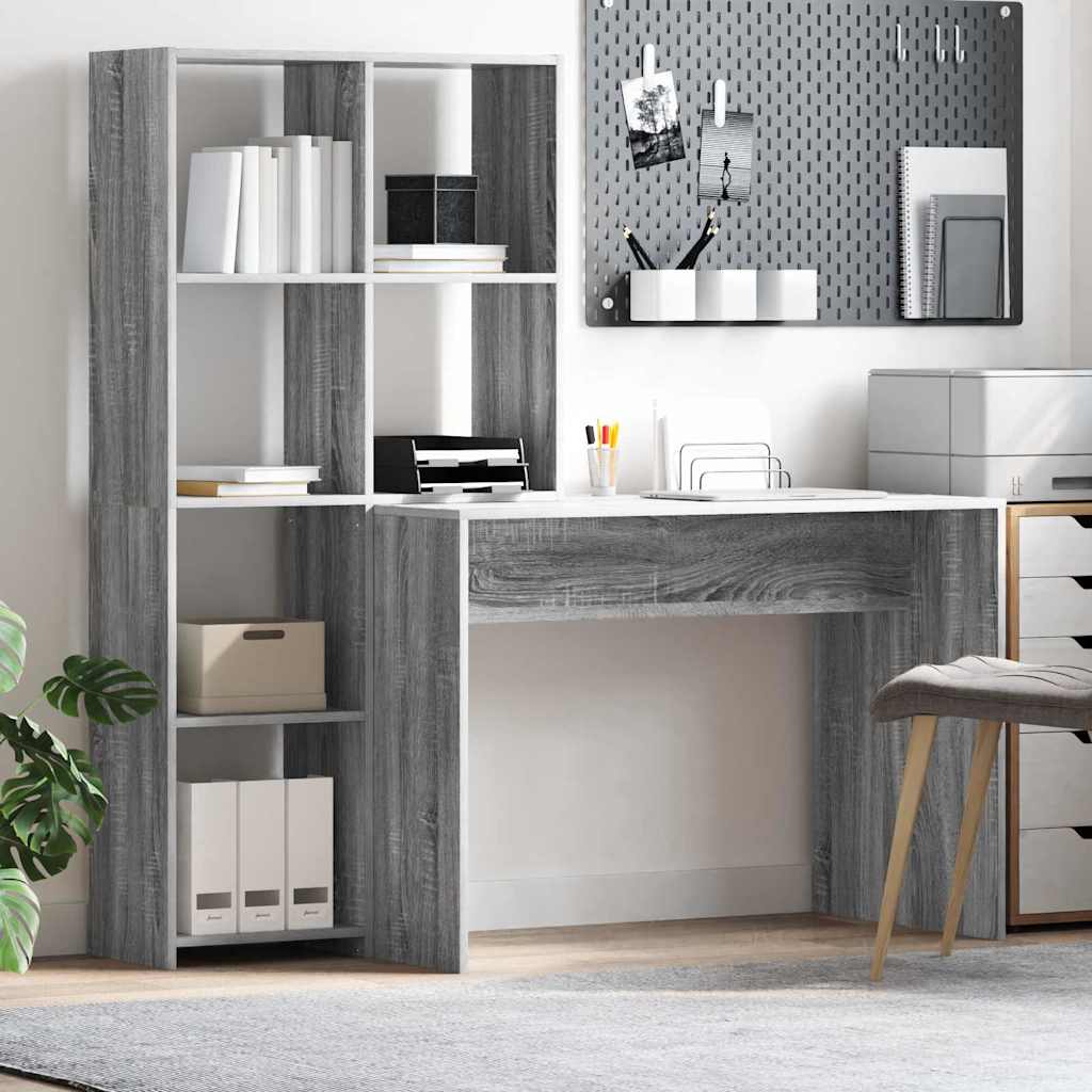 Schreibtisch mit Regal Weiß 138,5 x 55 x 143 cm Holzwerkstoff