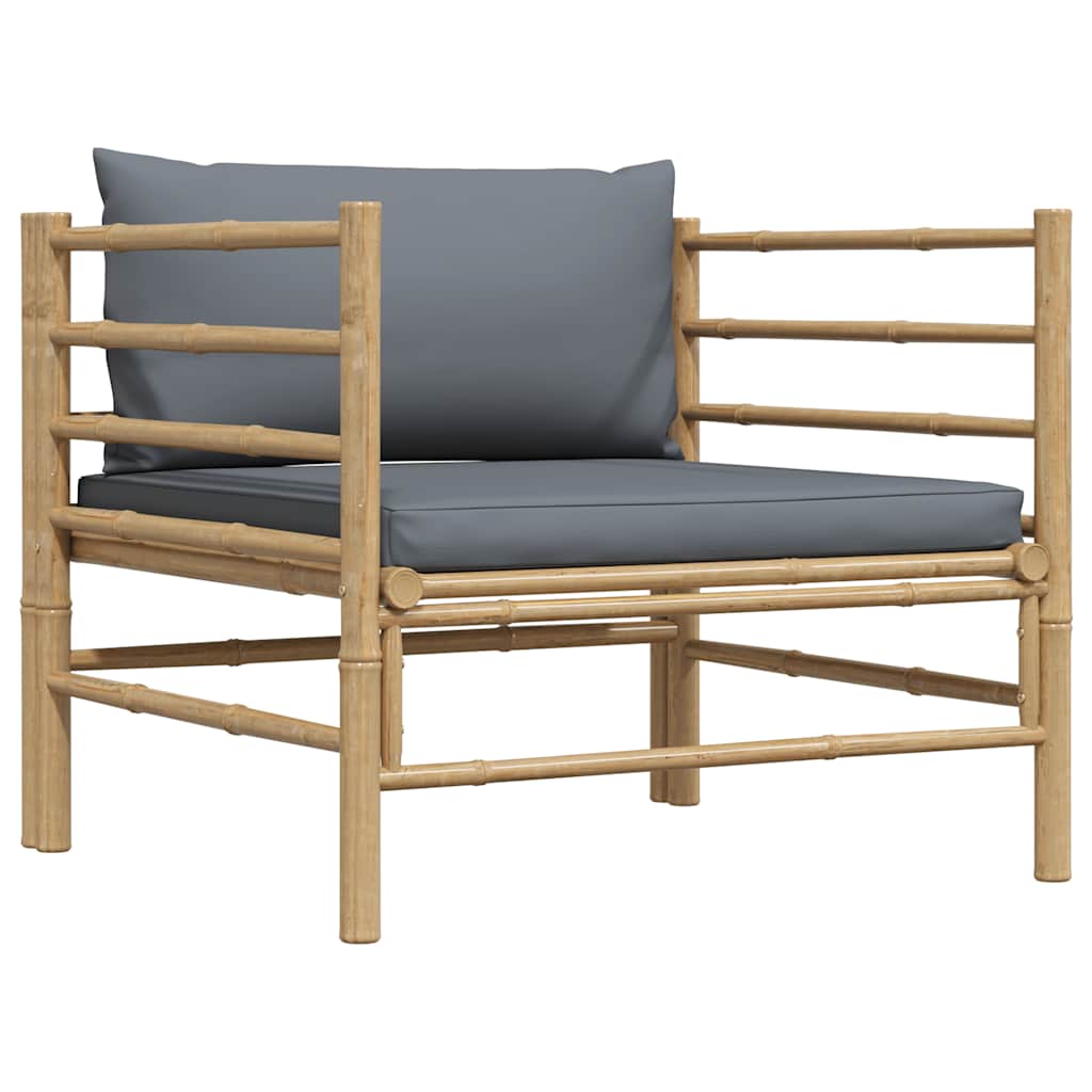 3-tlg. Garten-Lounge-Set mit Kissen Bambus