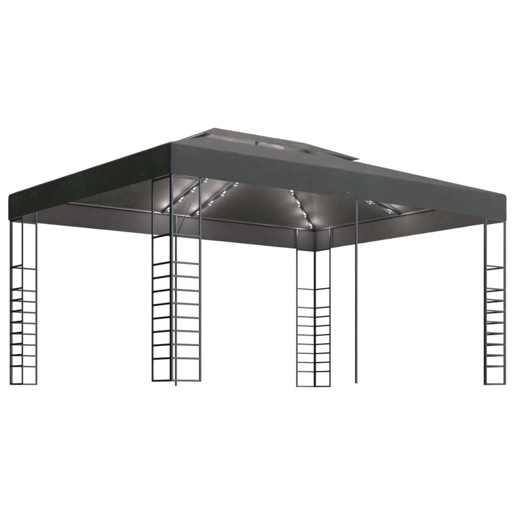 Pavillon mit LED-Lichterkette 4x3x2,7 m Weiß