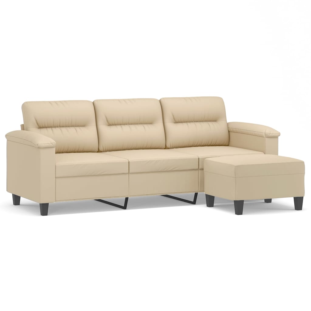 3-Sitzer-Sofa mit Hocker Taupe 180 cm Mikrofasergewebe