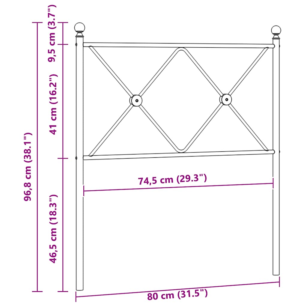 Ersatz-Kopfteil Metall Schwarz 75 cm