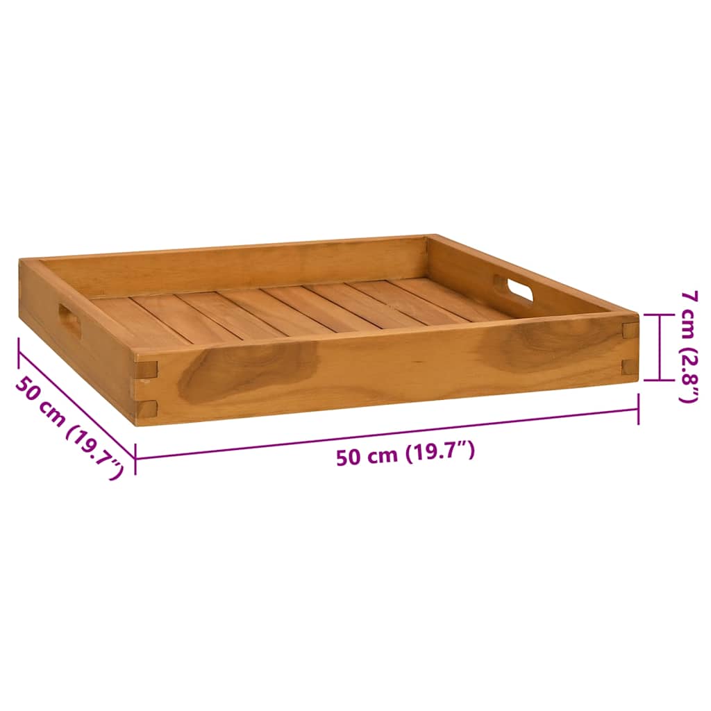 Serviertablett 60x60 cm Massivholz Teak