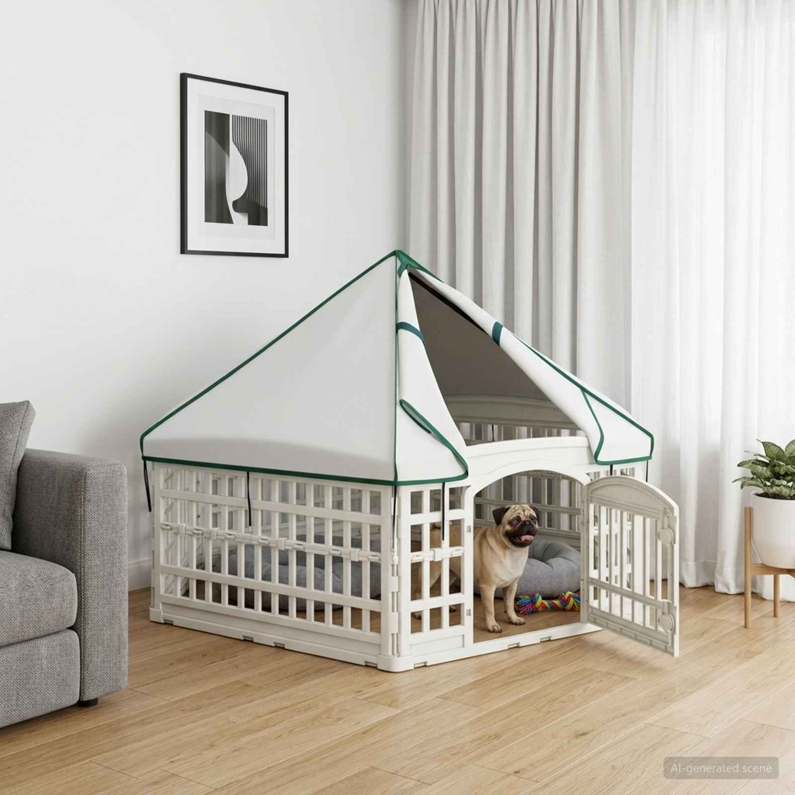 6-Panel-Hundespielplatz 122 x 106,5 x 40 cm Kunststoff Weiß