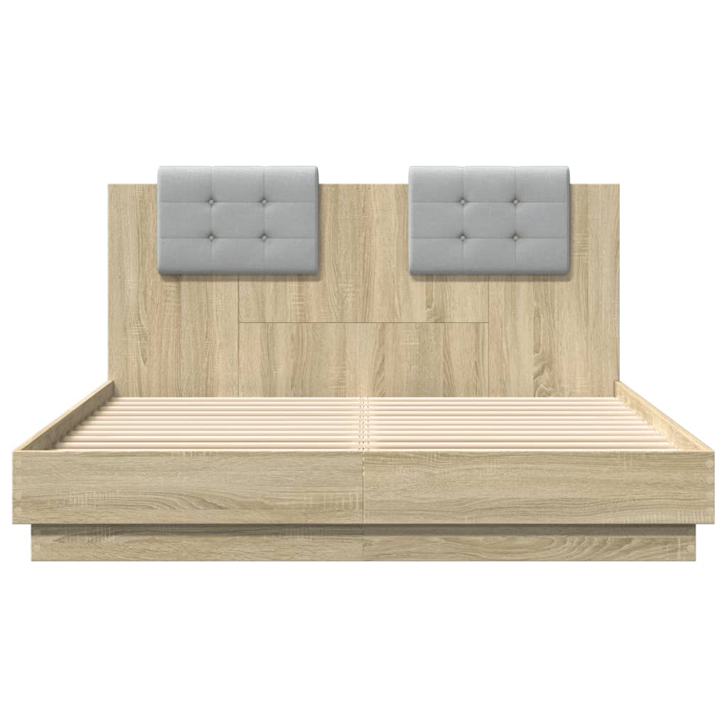 Bettgestell mit Kopfteil Grau Sonoma 180x200 cm Holzwerkstoff