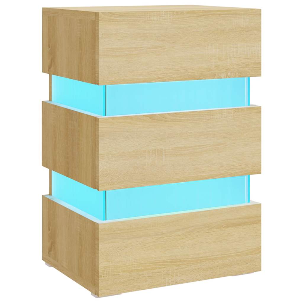 LED-Nachttisch Weiß 45x35x67 cm Holzwerkstoff