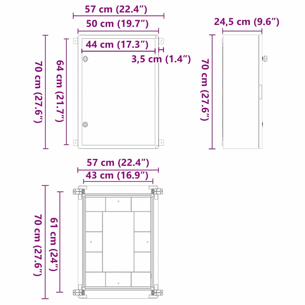 Steuerungsschrank Grau 25 x 13 x 24 cm ABS Kunststoff
