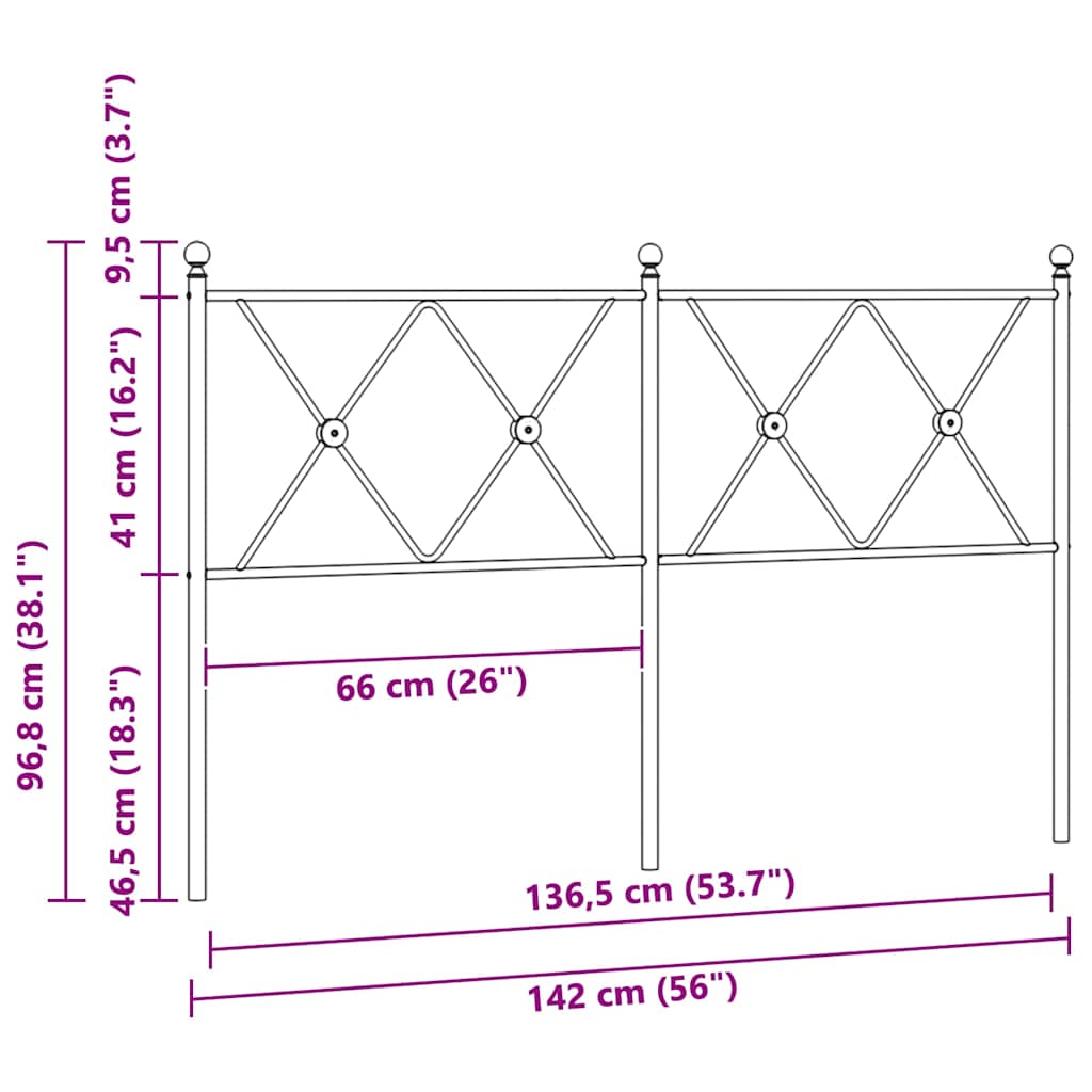 Ersatz-Kopfteil Metall Schwarz 75 cm