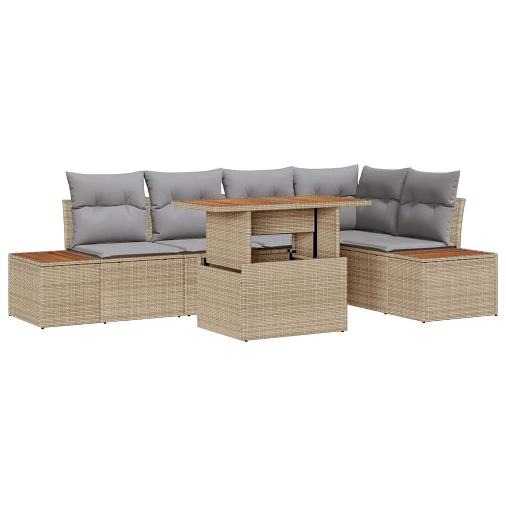 Garten Essgruppe mit Kissen 6 pcs Schwarz und Beige