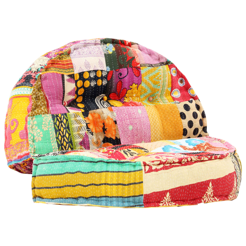 2-Sitzer Modularer Pouf Patchwork Stoff