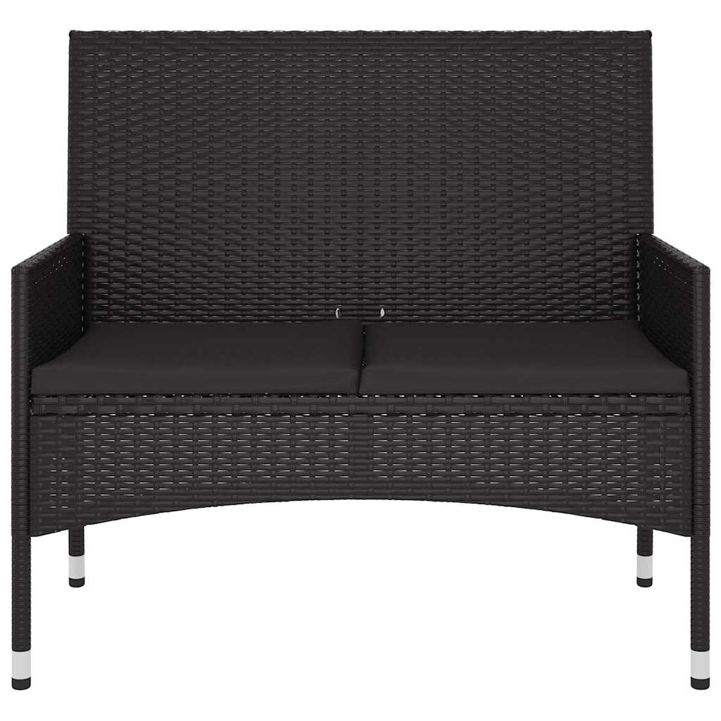 Gartenbank 2-Sitzer mit Kissen Braun Poly Rattan