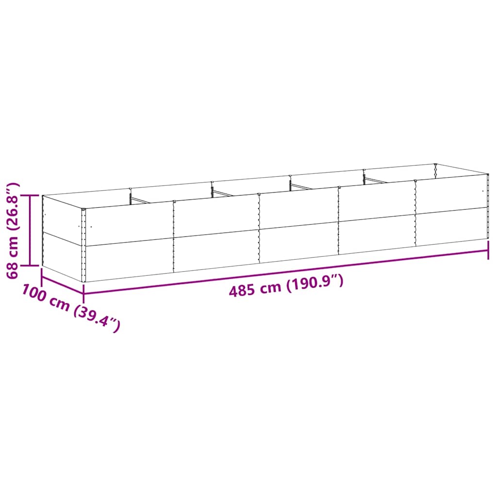 Garten-Hochbeet 100 x 50 x 36 cm Cortenstahl