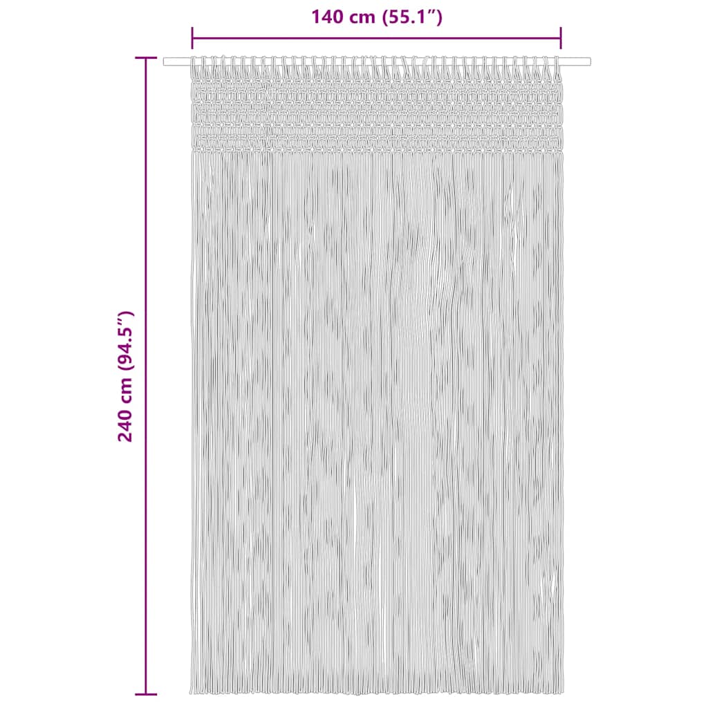 Makramee Vorhang 140×240 cm Baumwolle