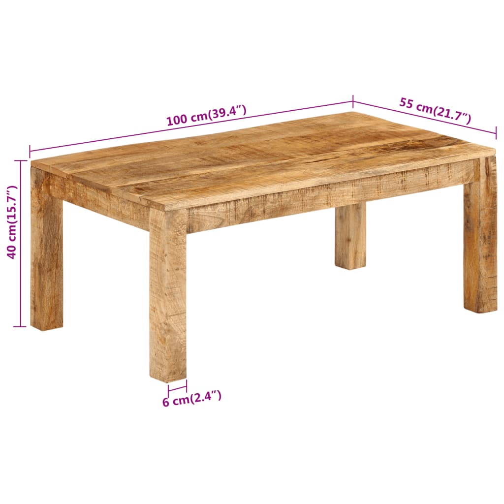 Couchtisch 80x80x40 cm Massivholz Mango