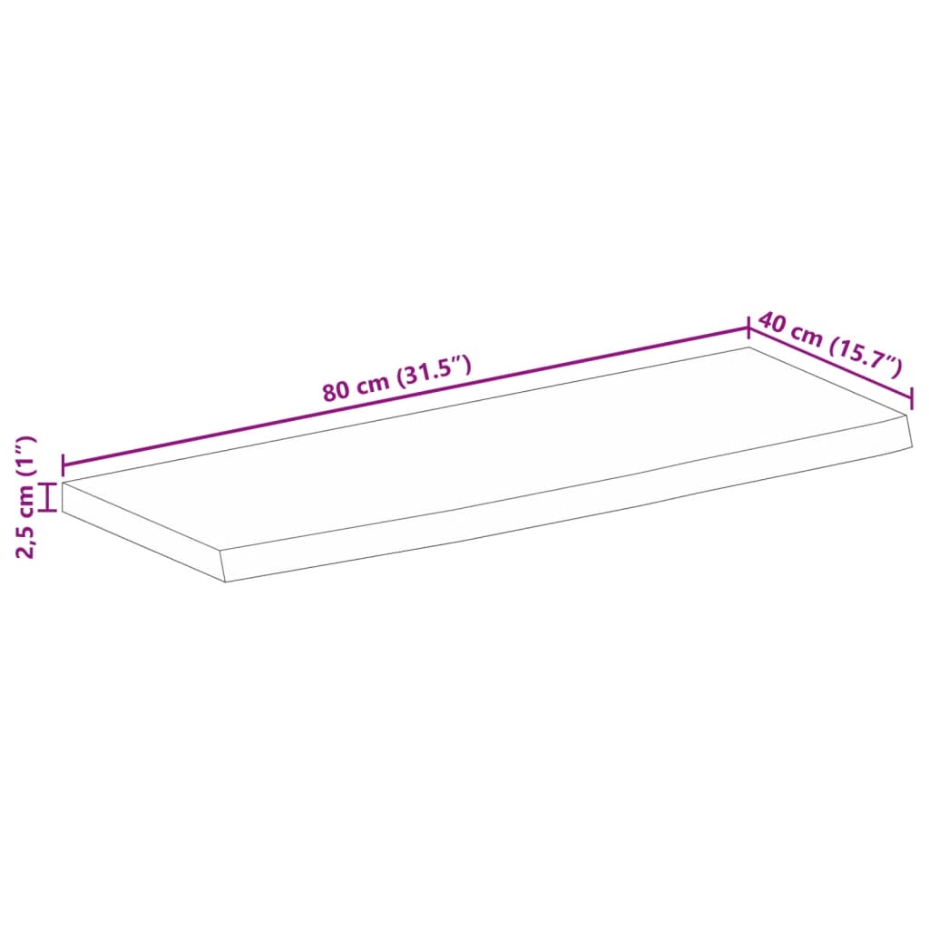 Wandregal 40x20x2,5 cm Rechteckig Massivholz Akazie Baumkante