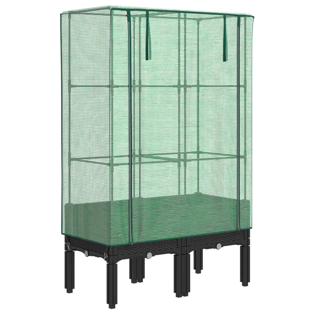 Hochbeet mit Gewächshaus-Aufsatz Rattan-Optik 40x40x140 cm
