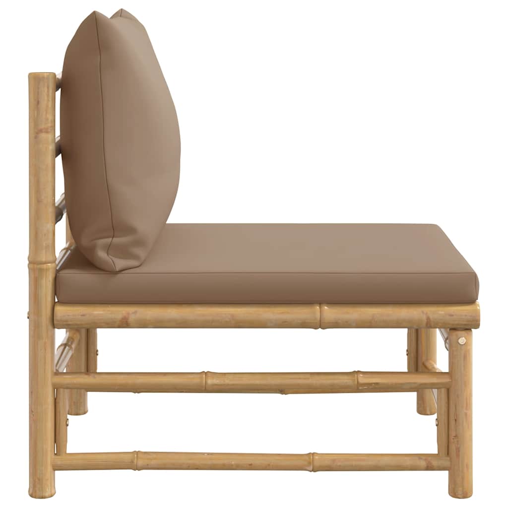 3-tlg. Garten-Lounge-Set mit Hellgrauen Kissen Bambus