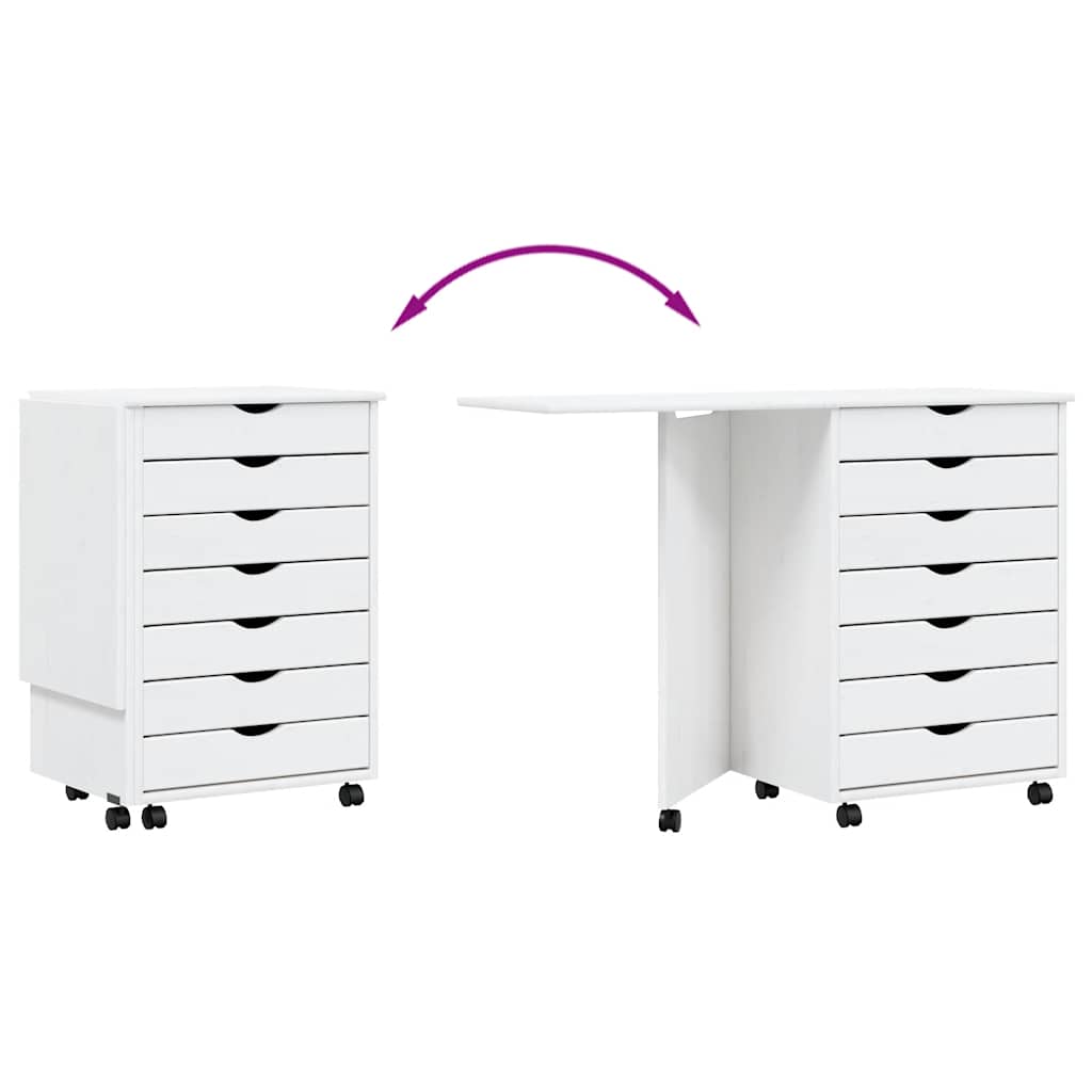 Rollschrank mit Schreibtisch MOSS Honigbraun Massivholz Kiefer