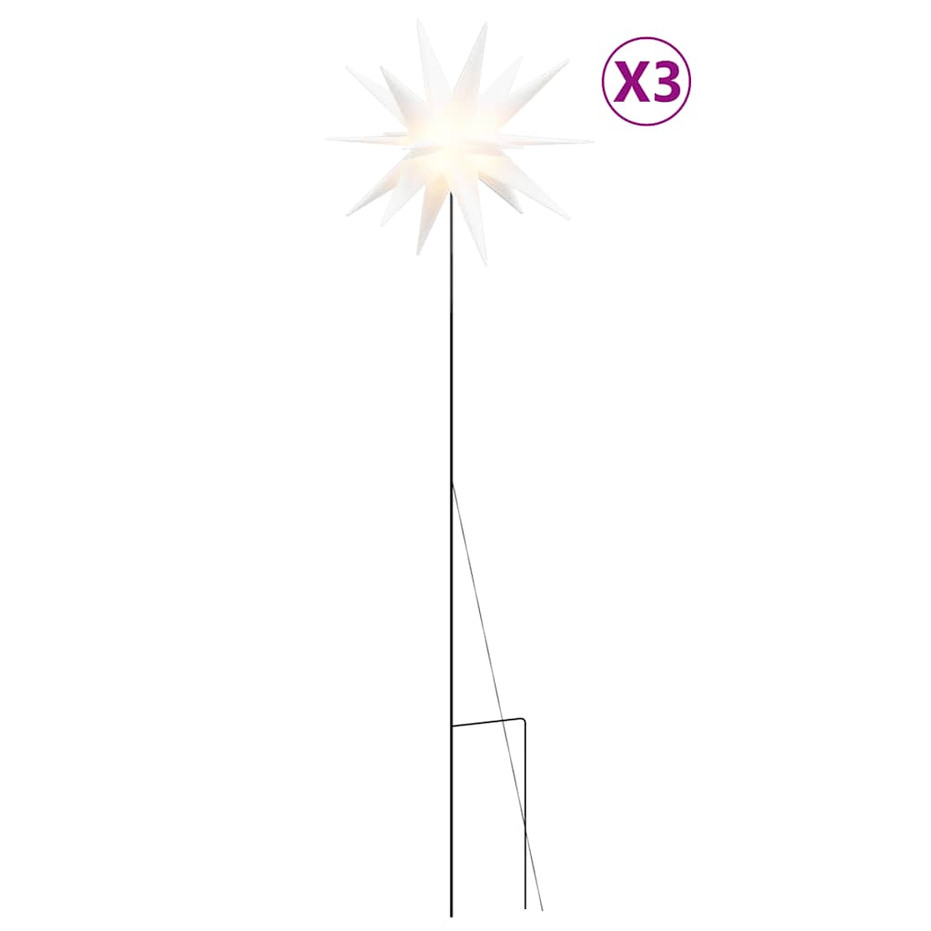 LED-Weihnachtssterne 3 Stk. mit Erdspießen Faltbar Gelb 57 cm