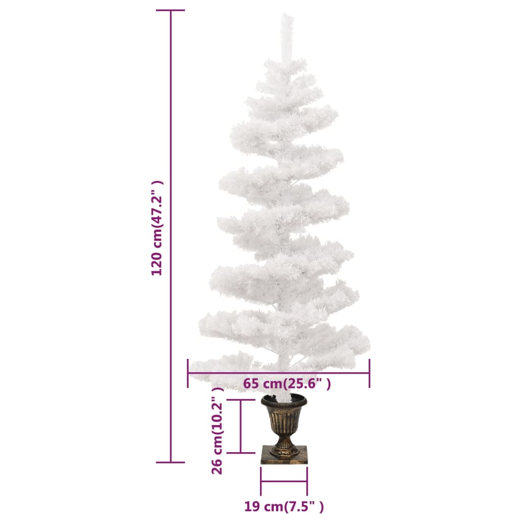 Spiral-Weihnachtsbaum mit Beleuchtung und Ständer Weiß 180 cm